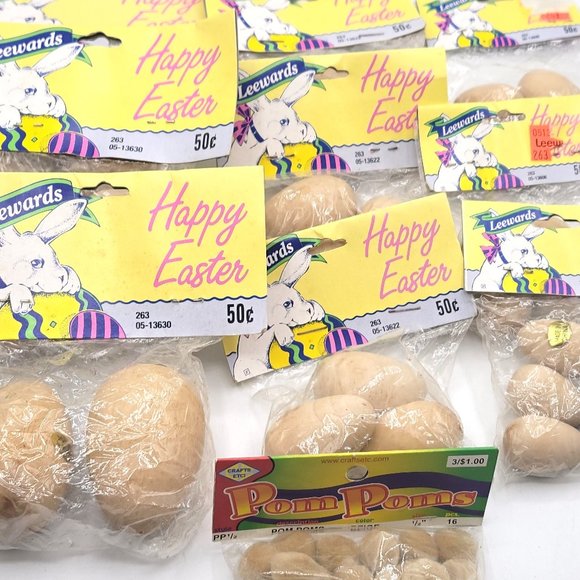 LeeWards Vintage Wooden Craft Easter Wood Eggs New Old Stock Original Package - Picture 2 of 7